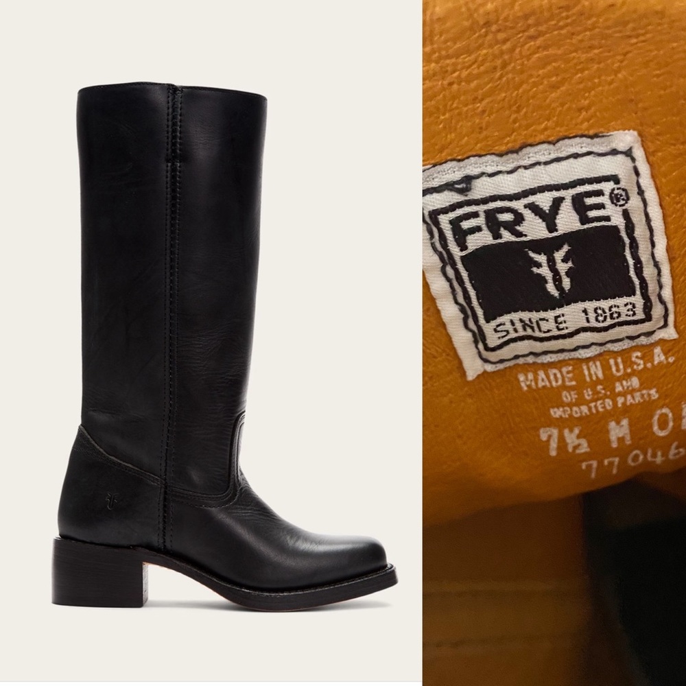 Frye Lug Campus Boot 77046 Vibram Sole Black 7.5